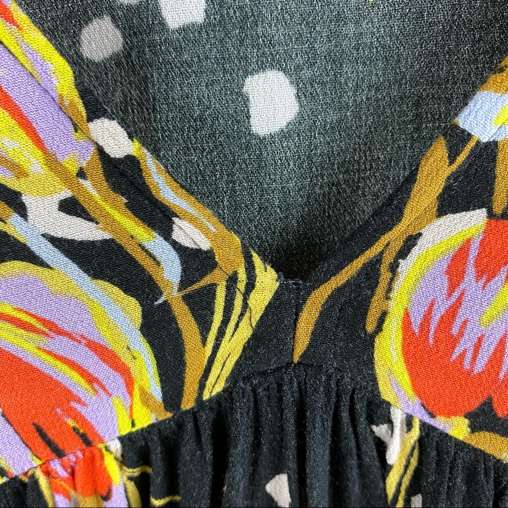 Free People Bella Floral Print Tunic Black Onyx L - Picture 6 of 10